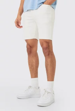 White Skinny Stretch Denim Shorts In White