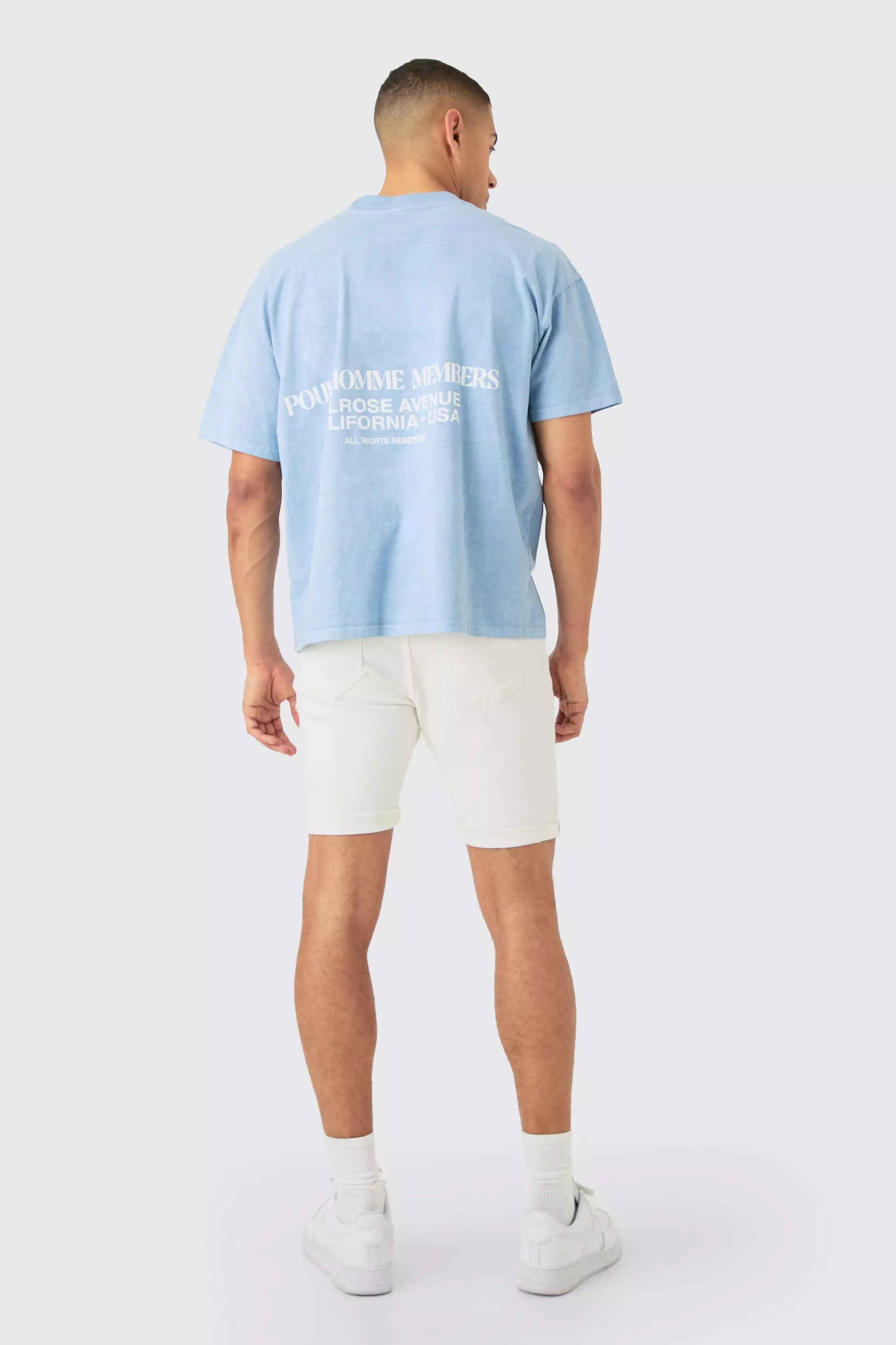 Skinny Stretch Denim Shorts In White alternative image