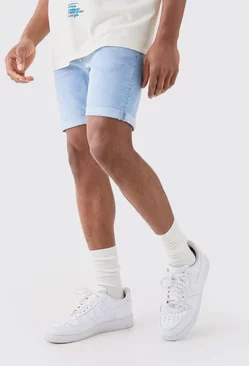Skinny Stretch Denim Shorts In Light Blue Light blue