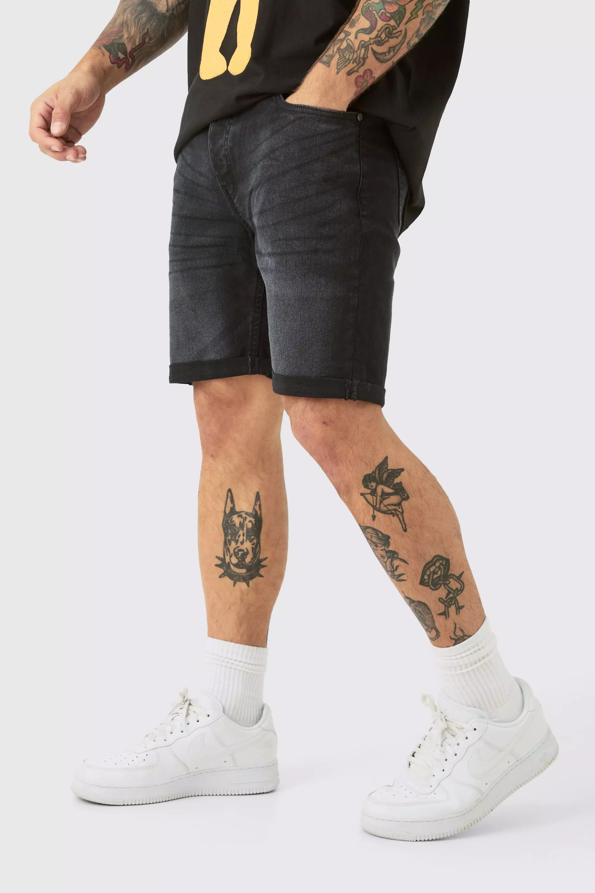 Short en jean stretch noir, Black autre image