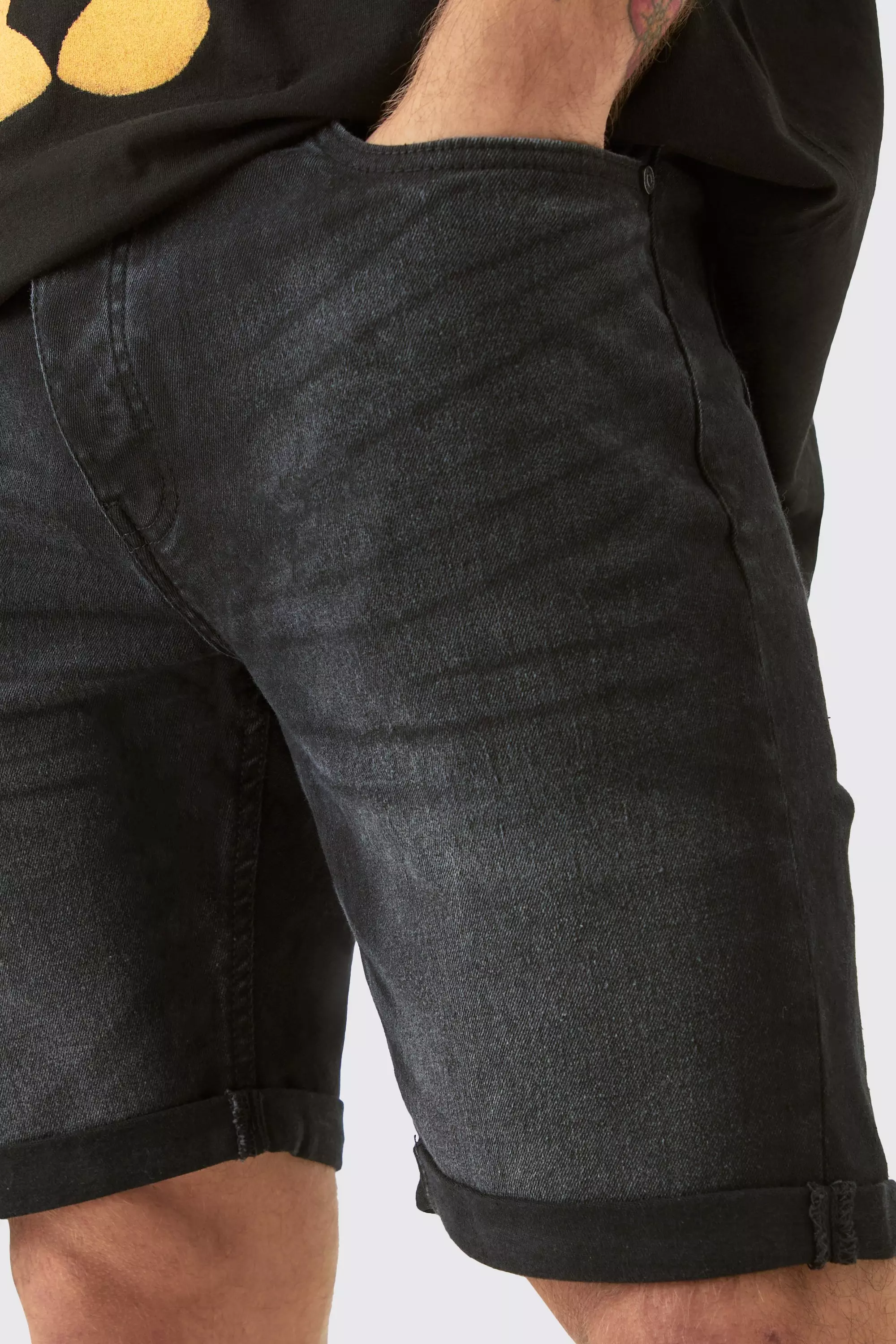 Short en jean stretch noir, Black autre image