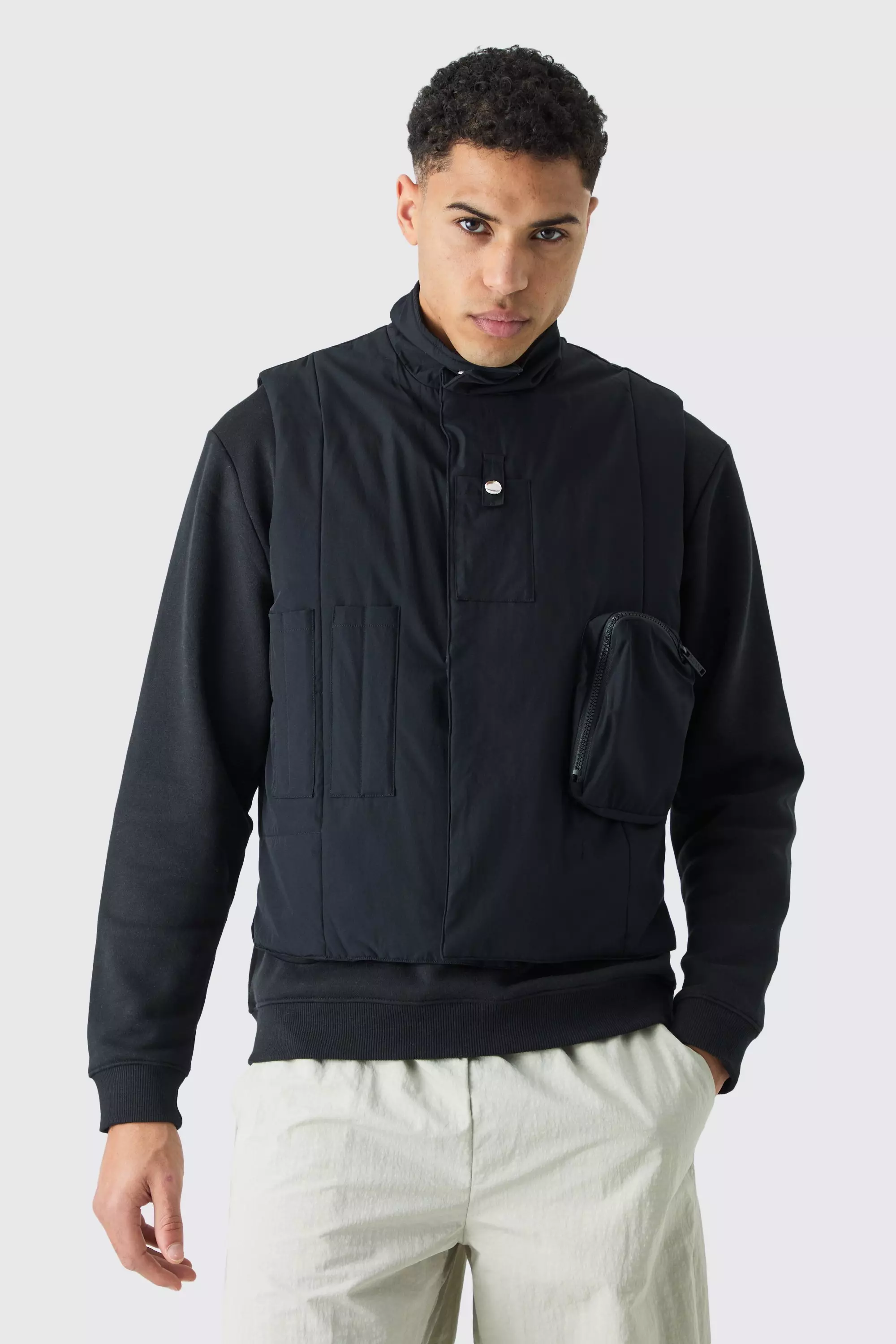 Black Padded Utility Pocket Gilet alternative image
