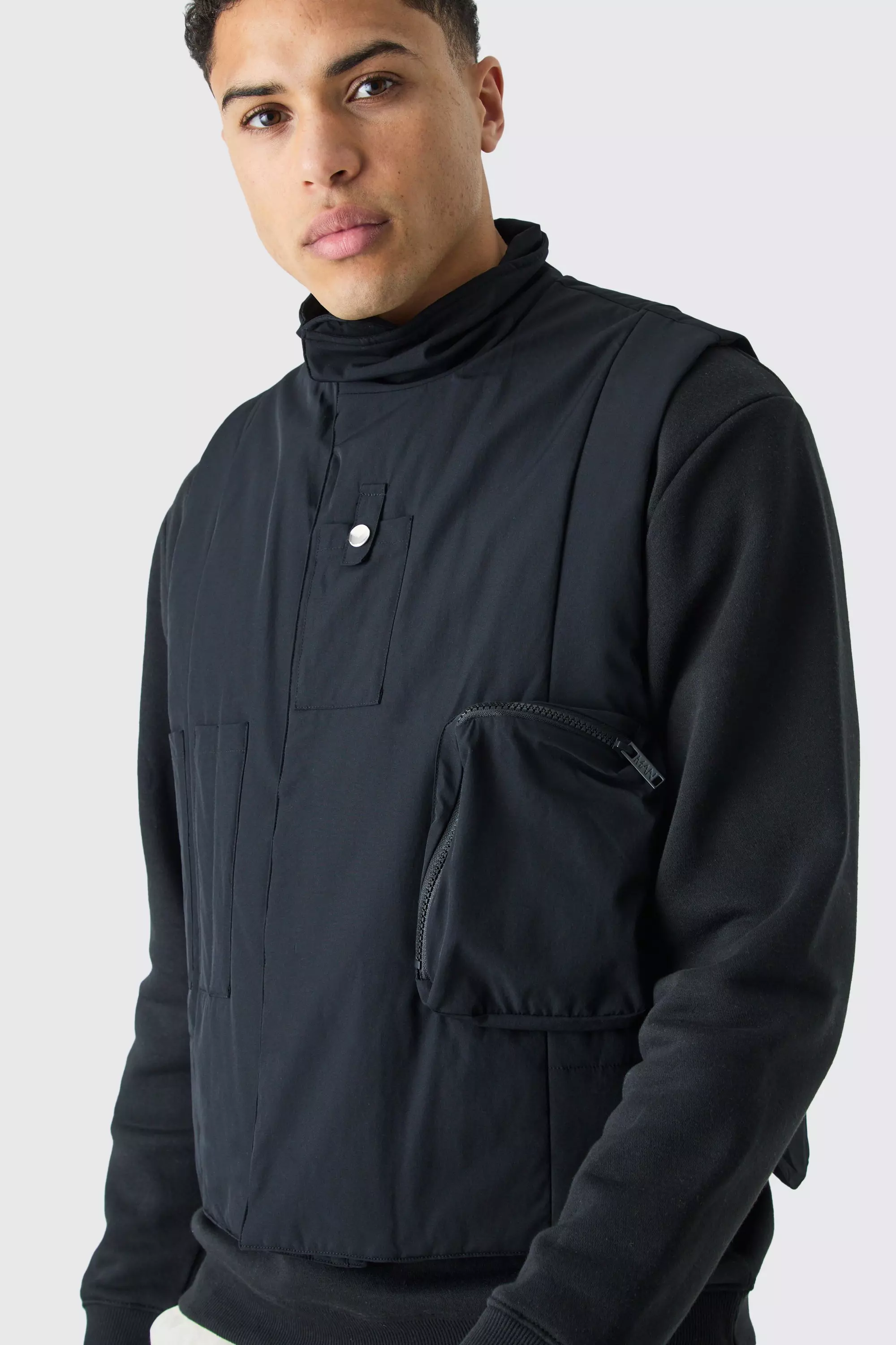 Black Padded Utility Pocket Gilet alternative image