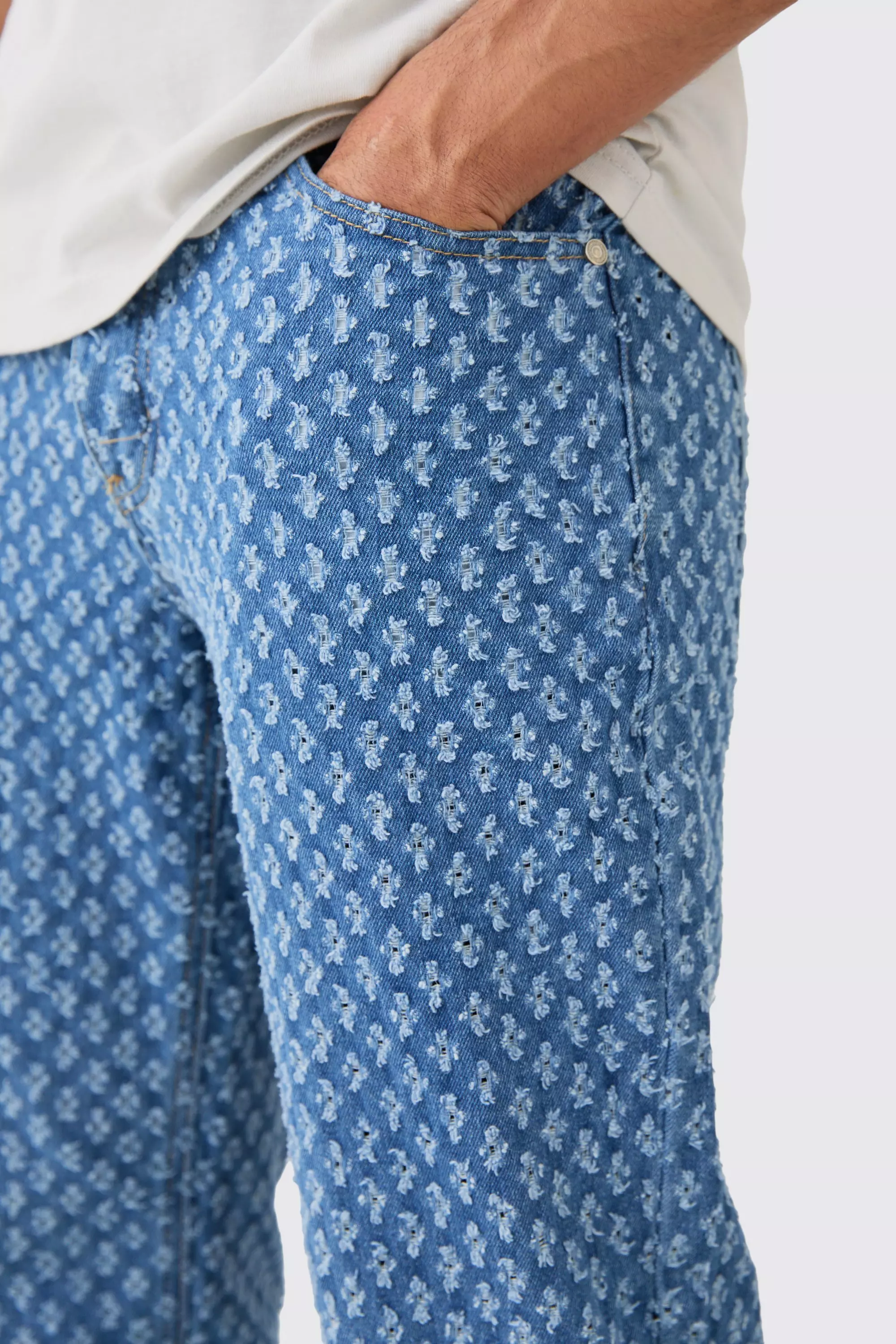 Mid blue Relaxed Distressed Interest Jeans alternative image