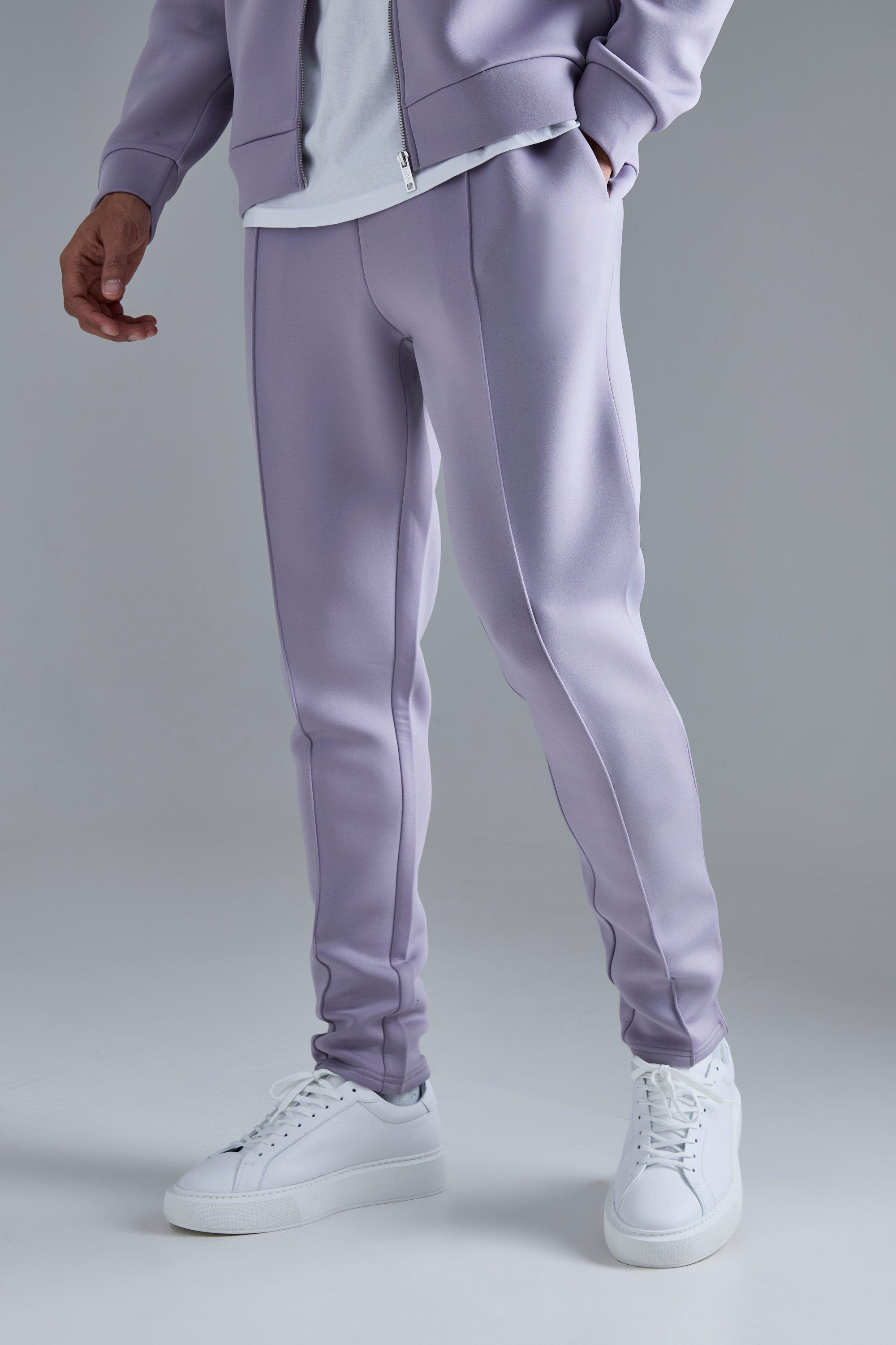 BoohooMAN Tall Slim Tapered Cropped Bonded Scuba Jogger in White