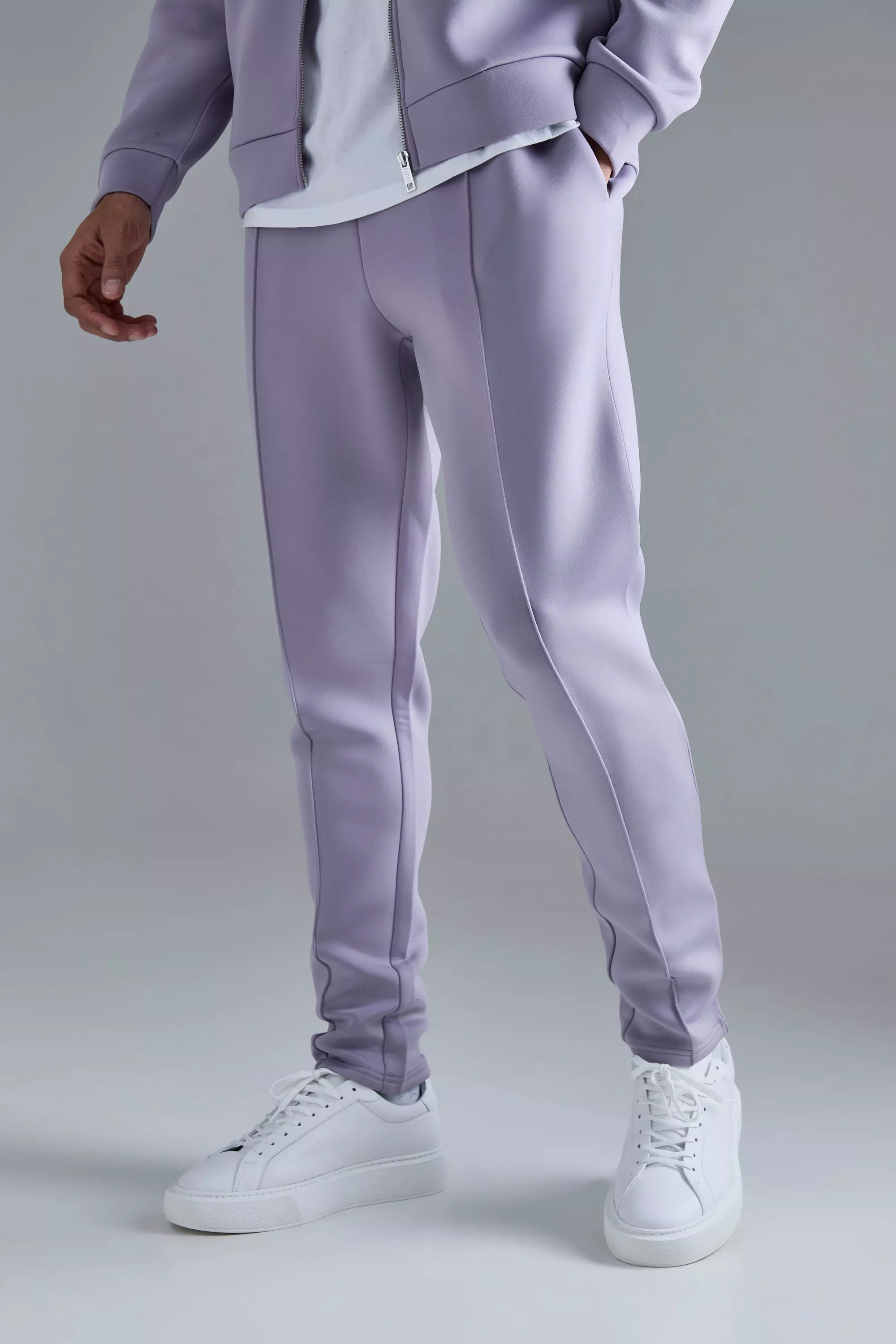 Slim Tapered Cropped Bonded Scuba Jogger Purple