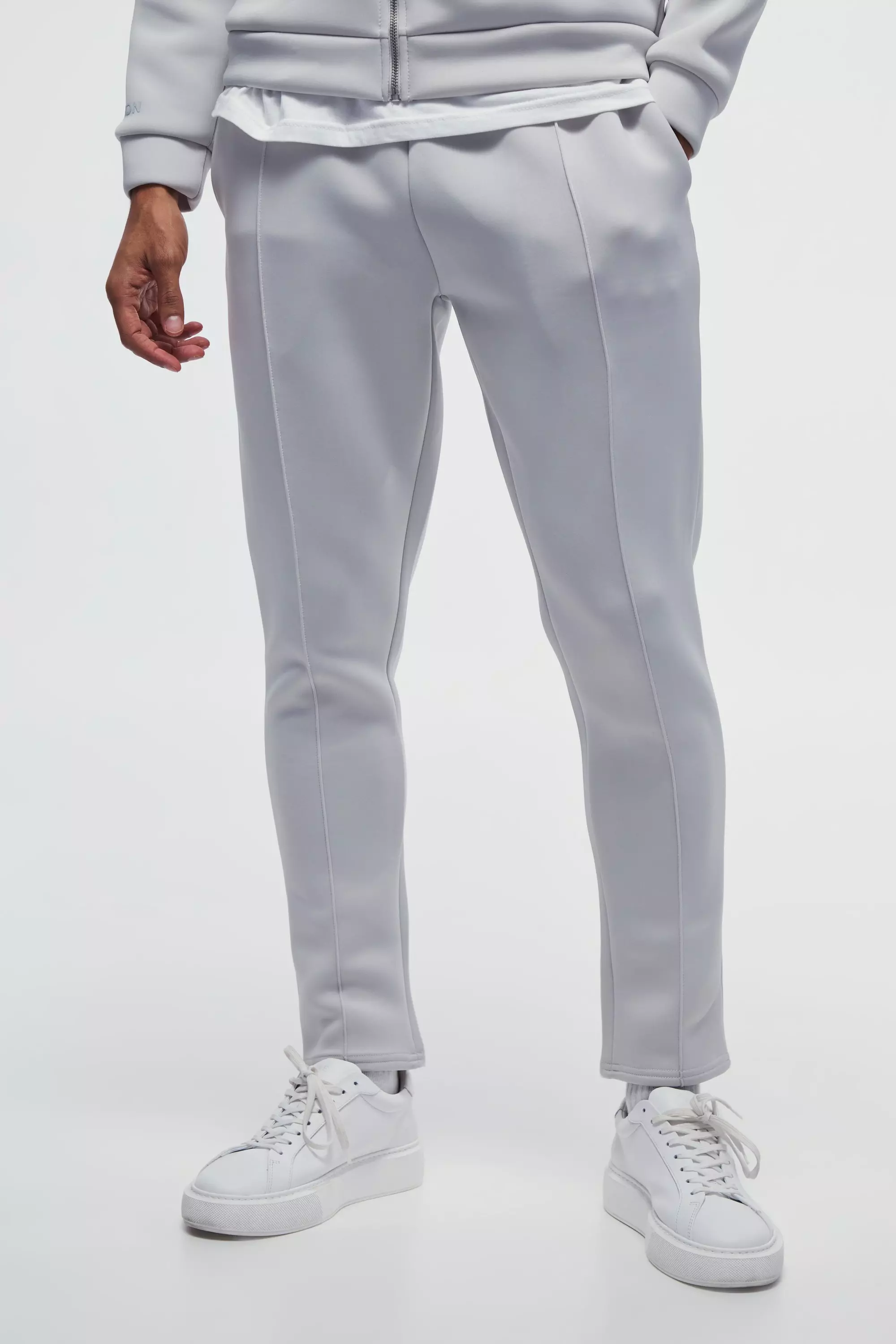 Light grey Slim Tapered Cropped Bonded Scuba Jogger alternative image