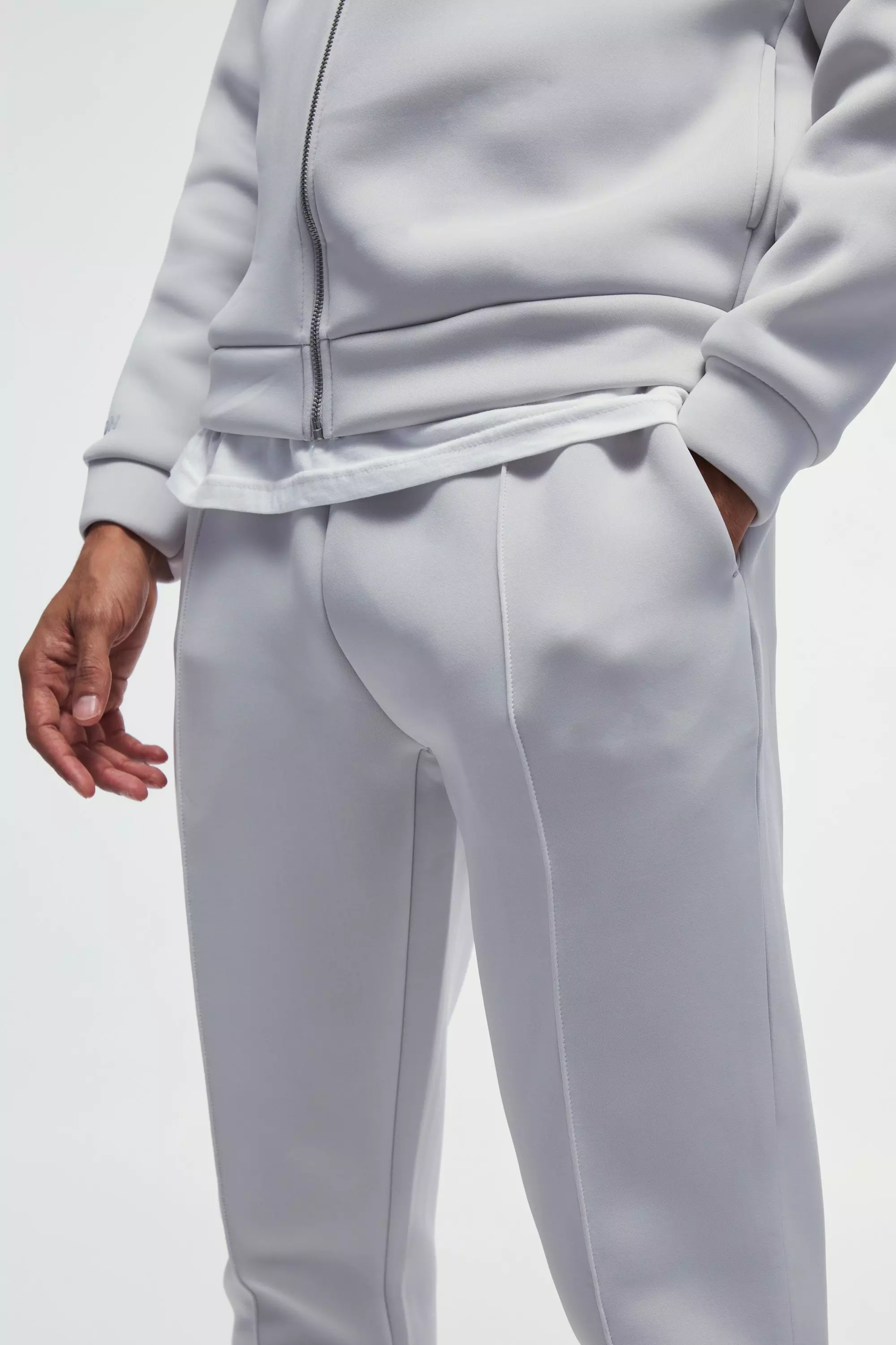 Light grey Slim Tapered Cropped Bonded Scuba Jogger alternative image
