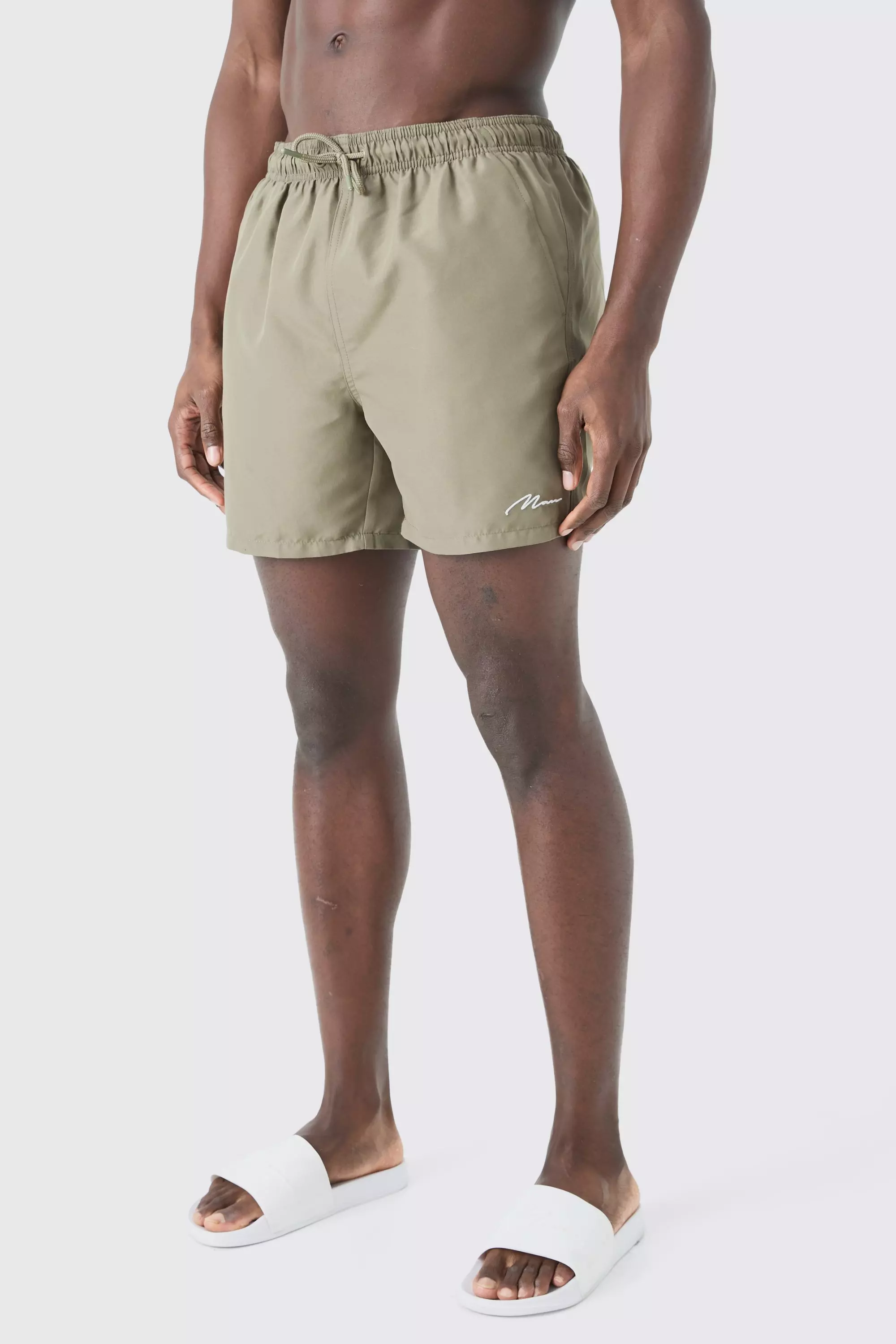 Khaki Man Signature Mid Length Swim Trunks