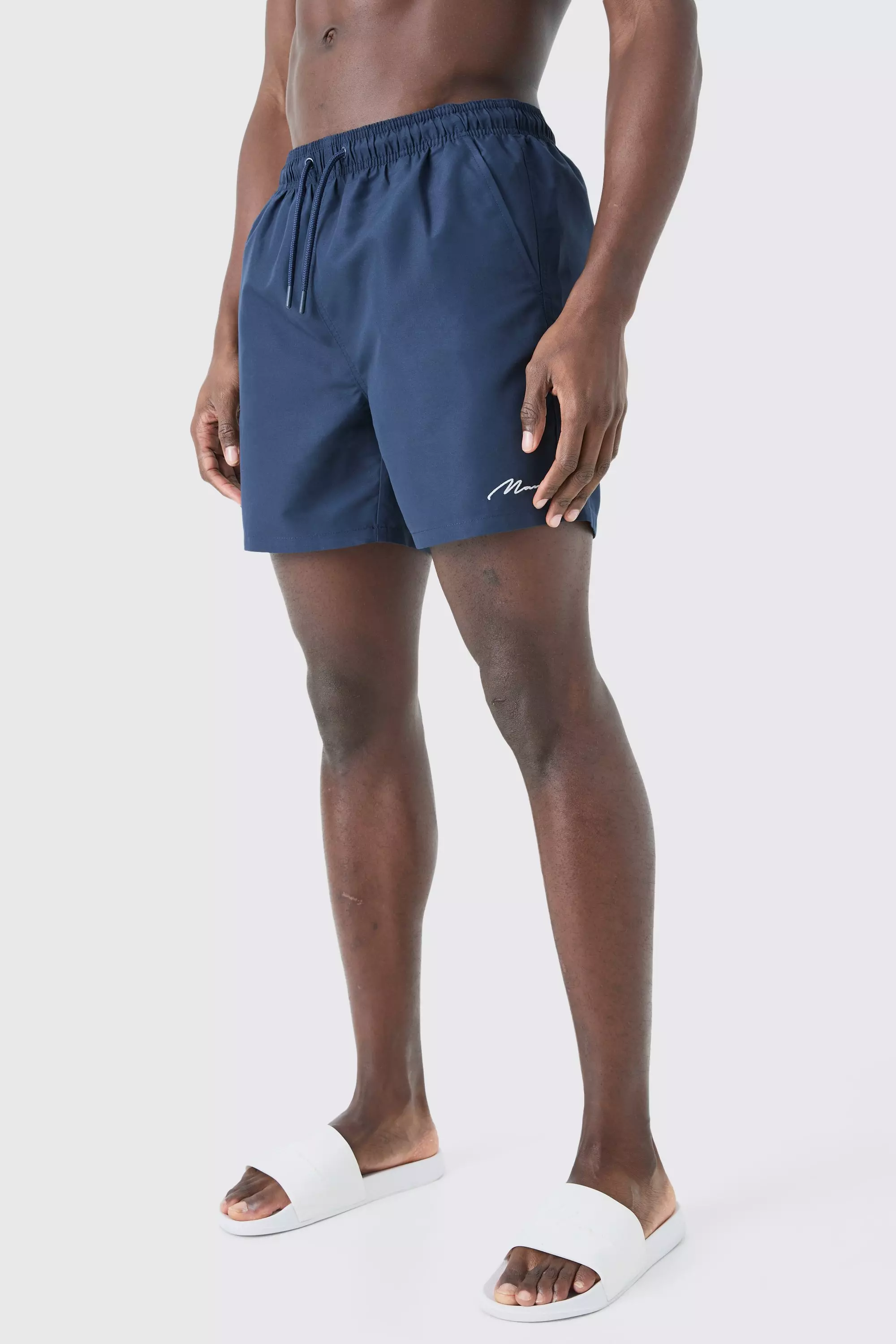 Man Signature Mid Length Swim Trunks Navy