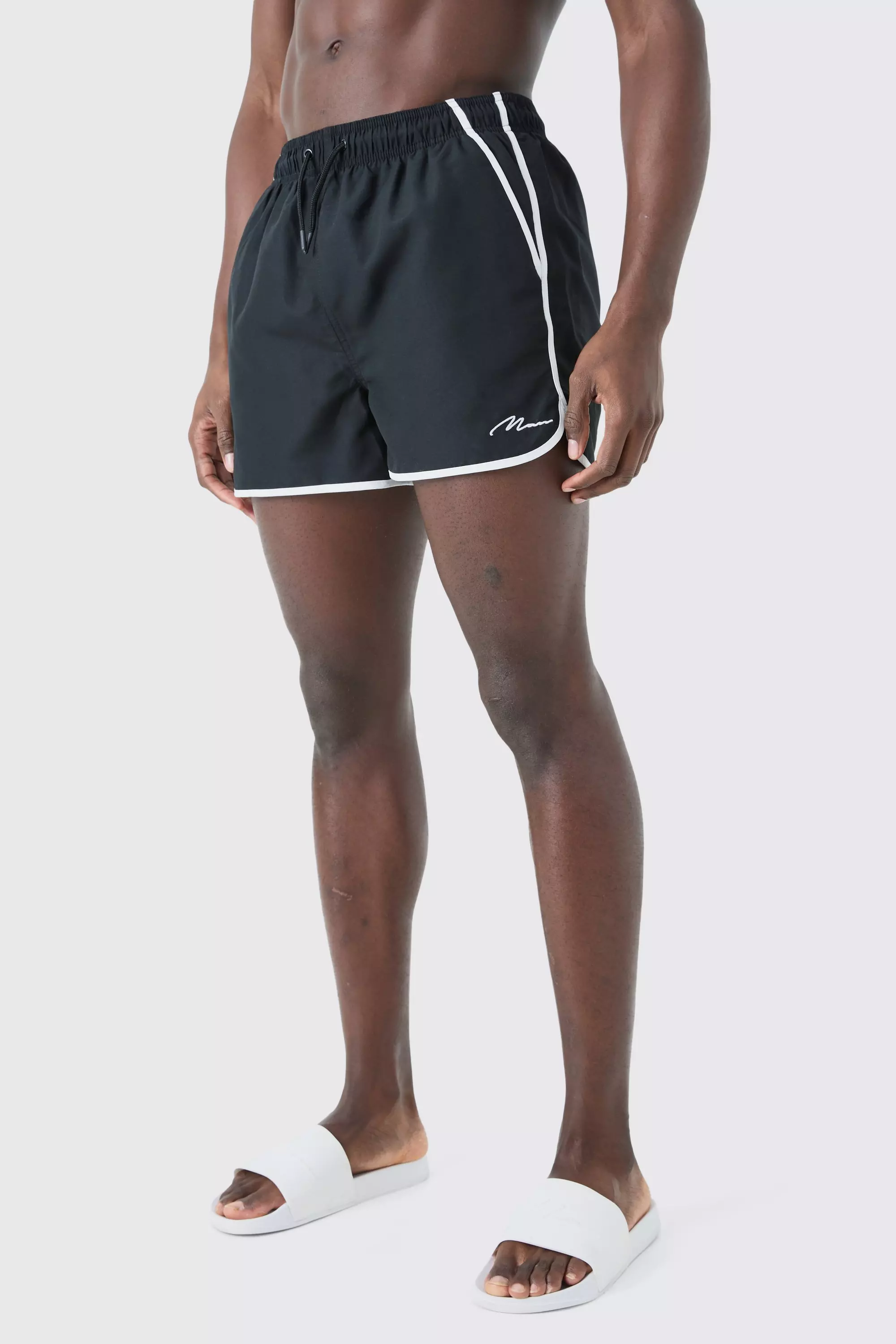 Man Signature Runner Swim Trunks Black