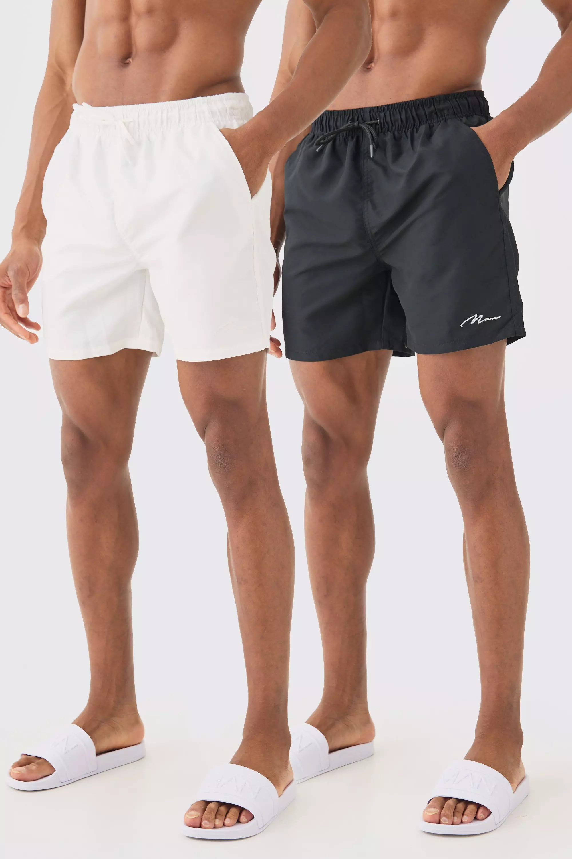 Man Signature Mid Length 2 Pack Swim Trunks Multi