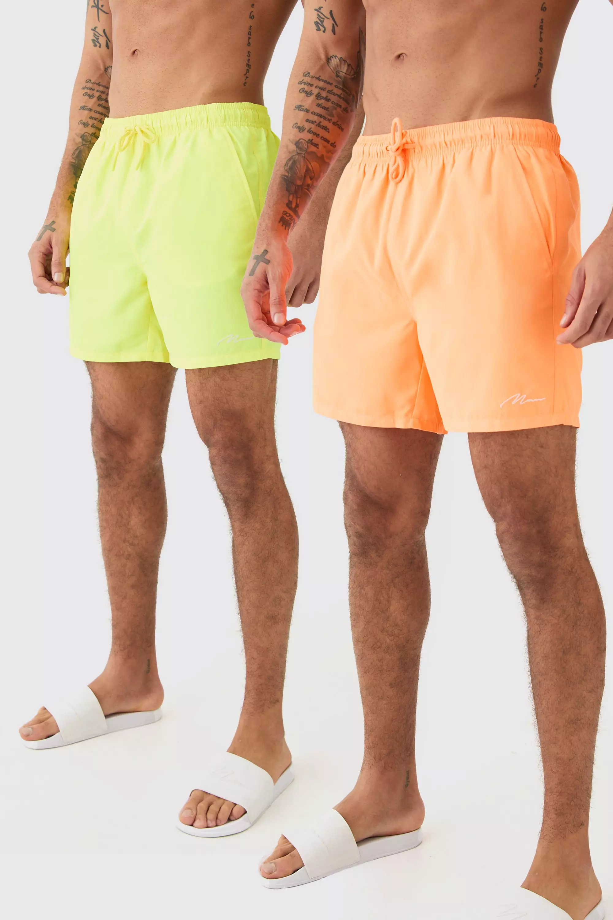 Man Signature Mid Length 2 Pack Swim Trunks Multi