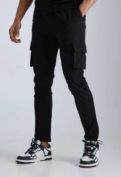 Black Elastic Lightweight Stretch Skinny Cargo Trouser