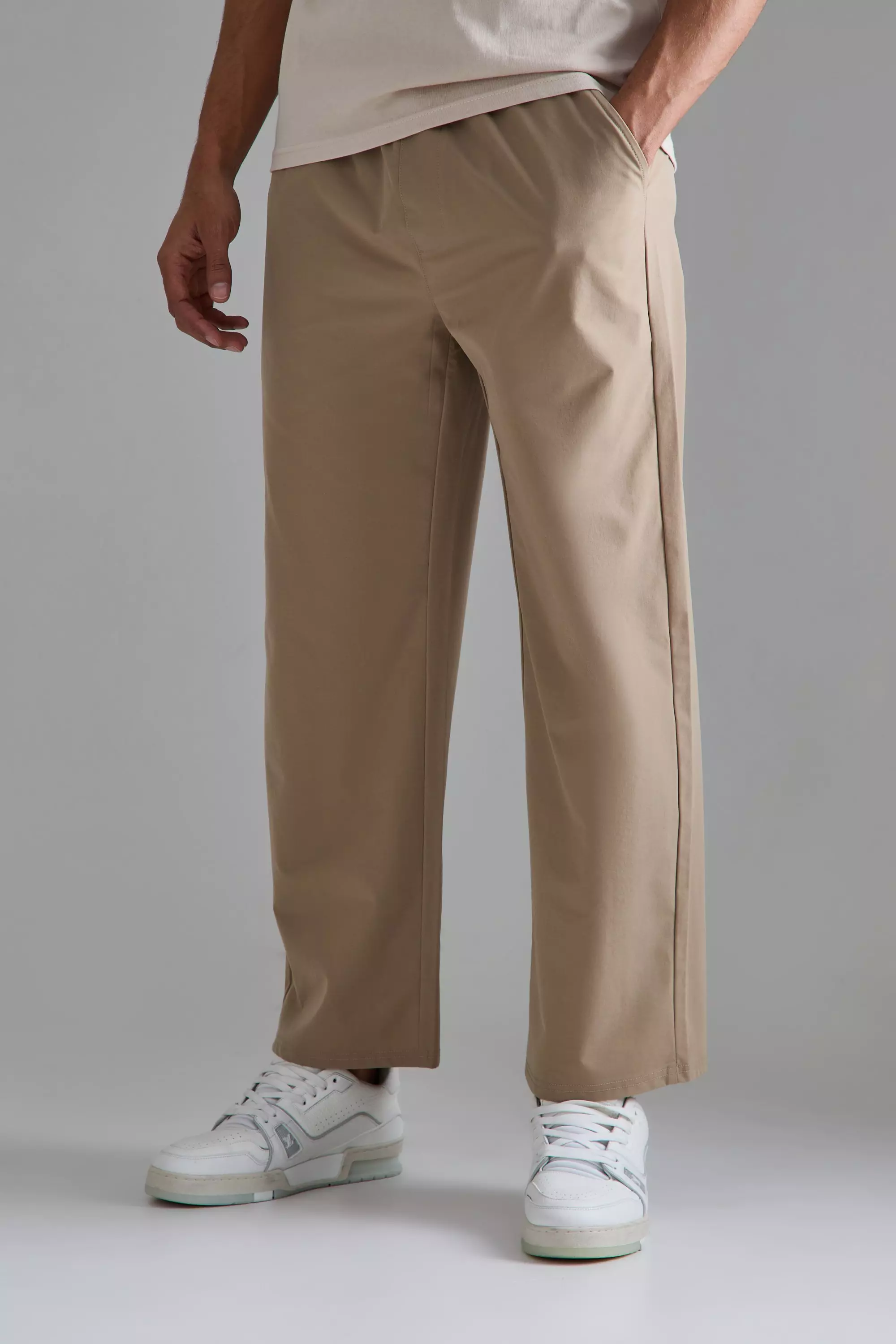 Elastic Lightweight Stretch Relaxed Cropped Trouser Stone