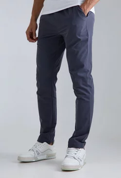 Elastic Waist Lightweight Stretch Slim Trouser slate blue