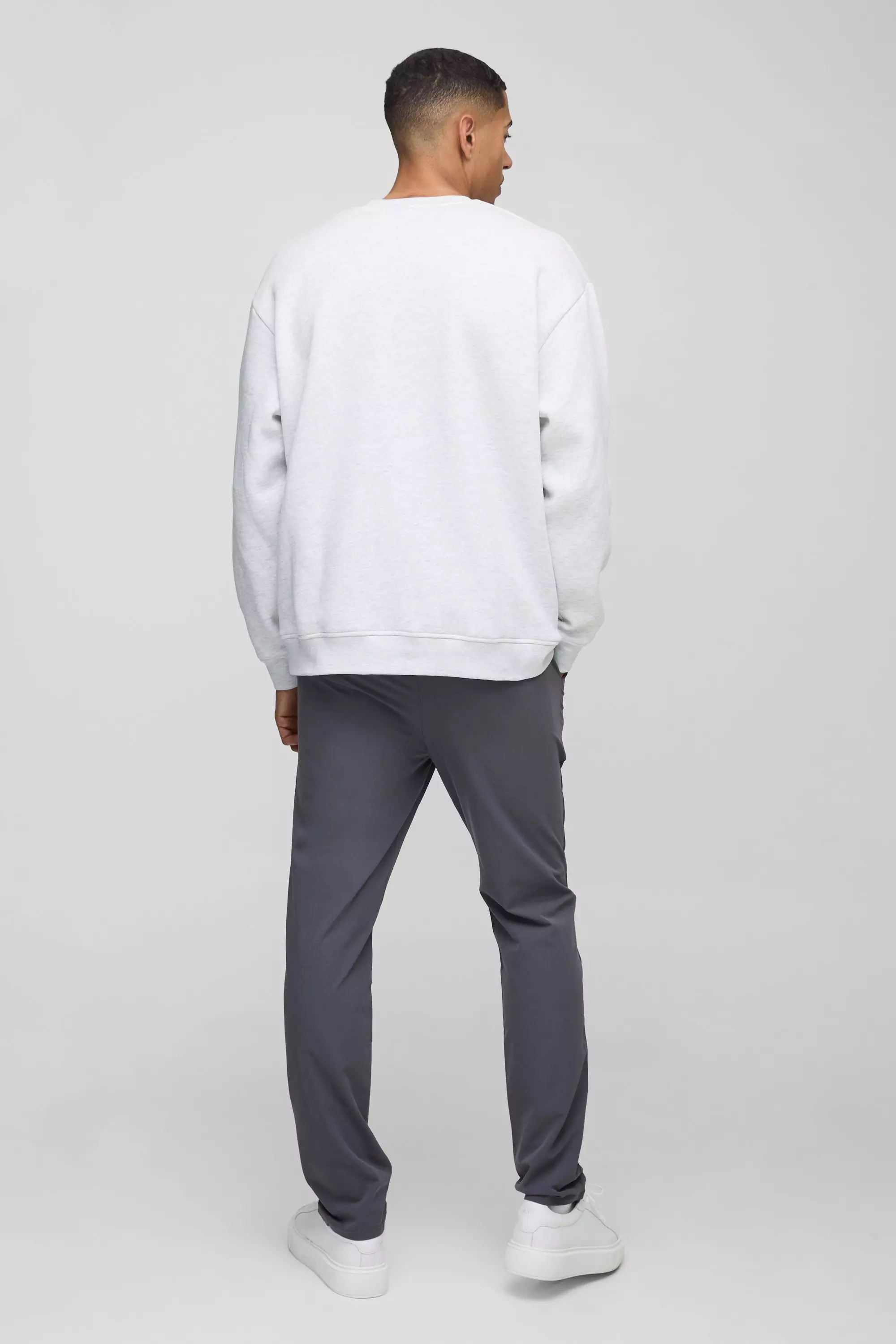 Charcoal Dunne Stretch Slim Fit Broek Met Elastische Taille alternatieve afbeelding