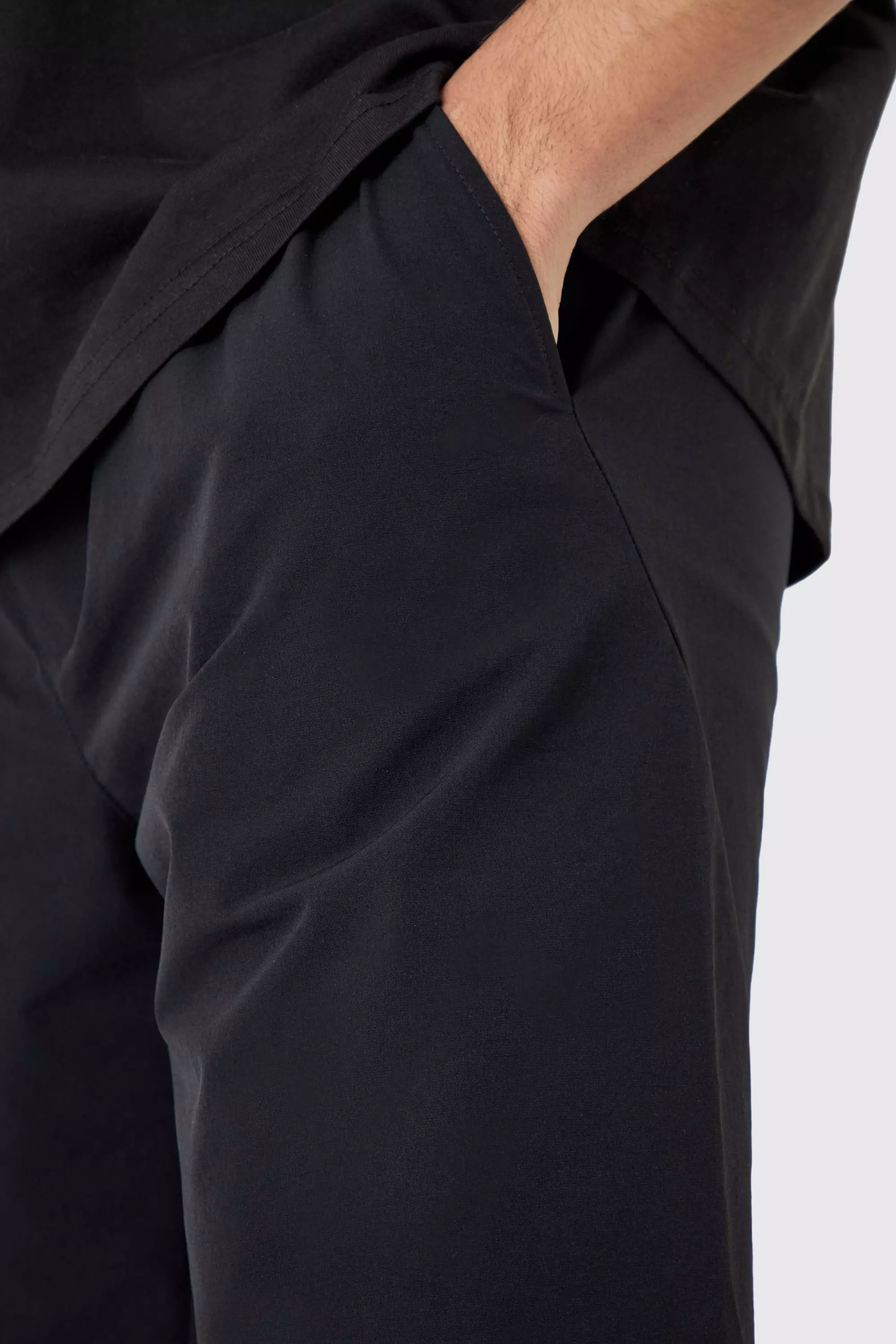 Black Elastische Comfortabele Dunne Stretch Shorts alternatieve afbeelding