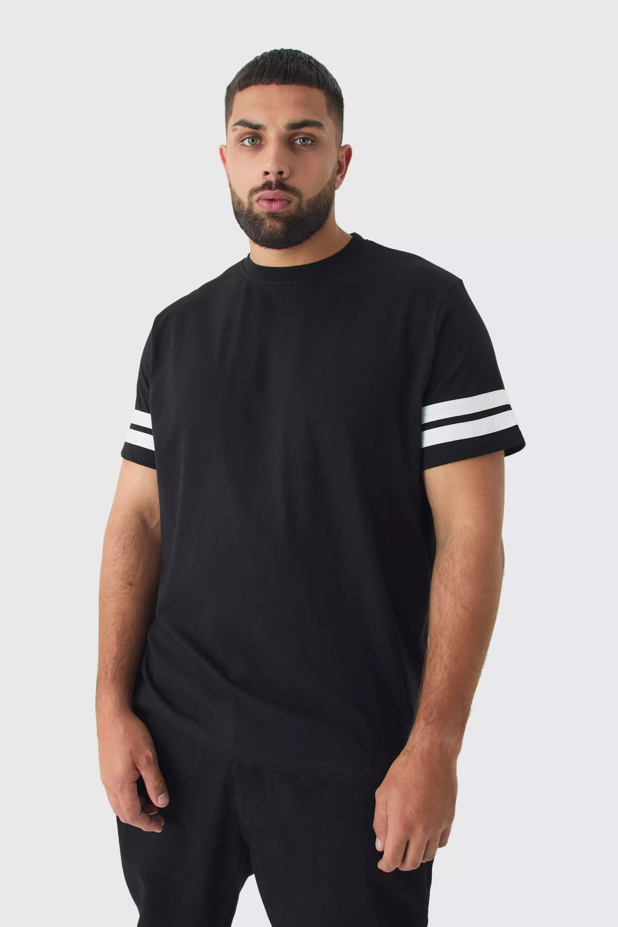 Plus Contrast Panel T-shirt Black