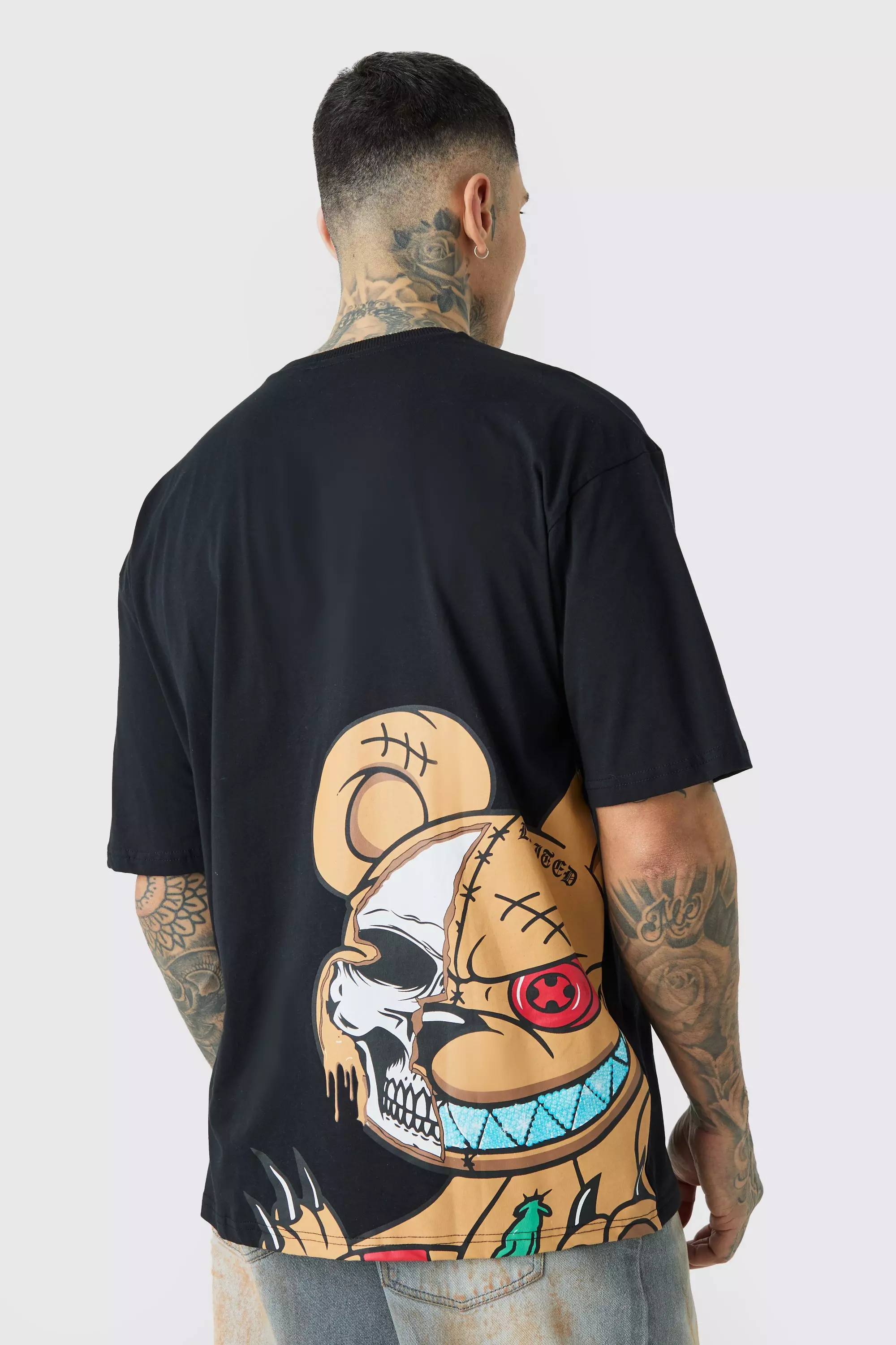 Tall Oversized Ofcl Man Teddy Graphic T-shirt Black