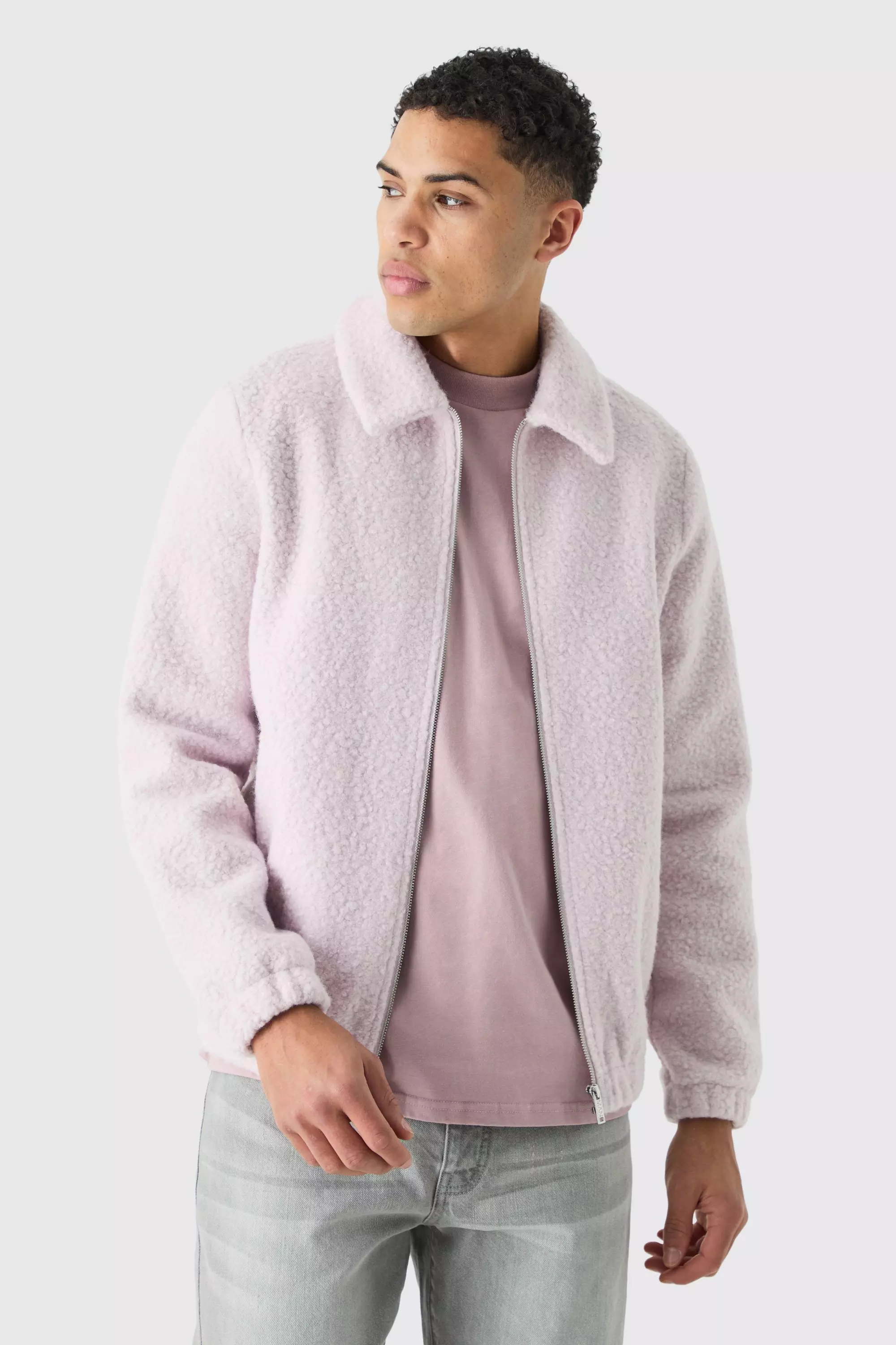 Boucle Borg Harrington Jacket Lavender