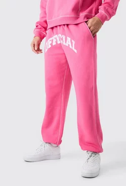 Oversized Official Contrast Stitch Jogger Pink