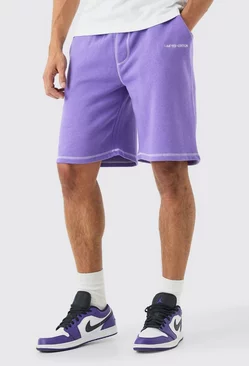 Purple Relaxed Limited Edition Contrast Stitch Shorts