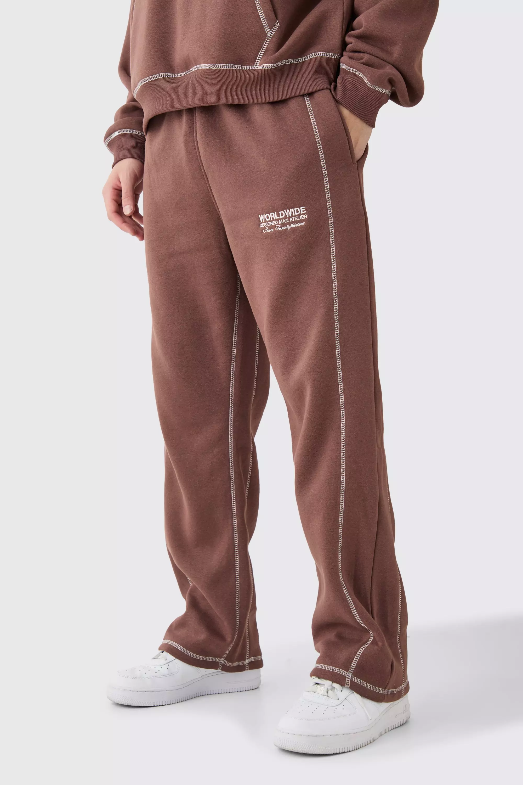 Relaxed Worldwide Contrast Stitch Jogger Chocolate