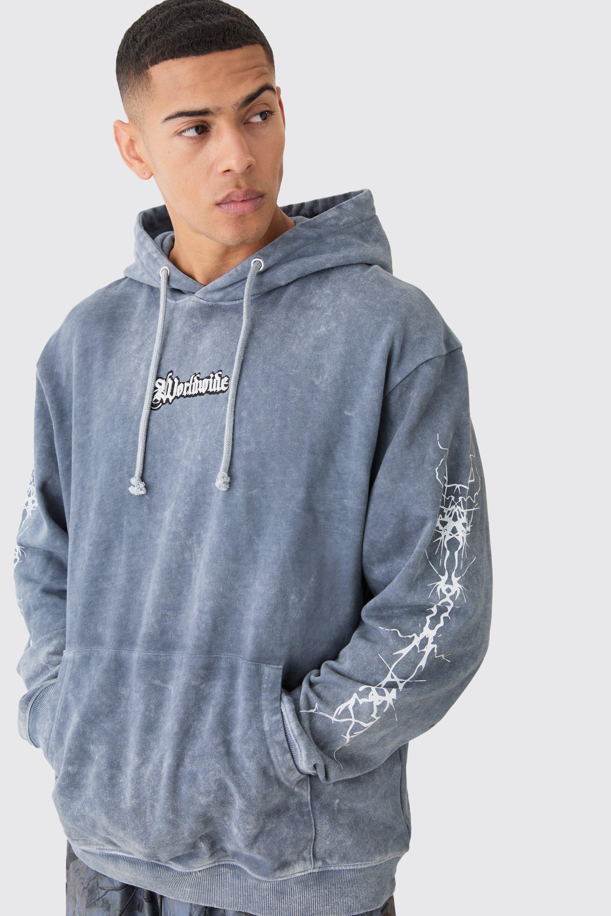 Oversized Acid Graphic Rhinestone Hoodie