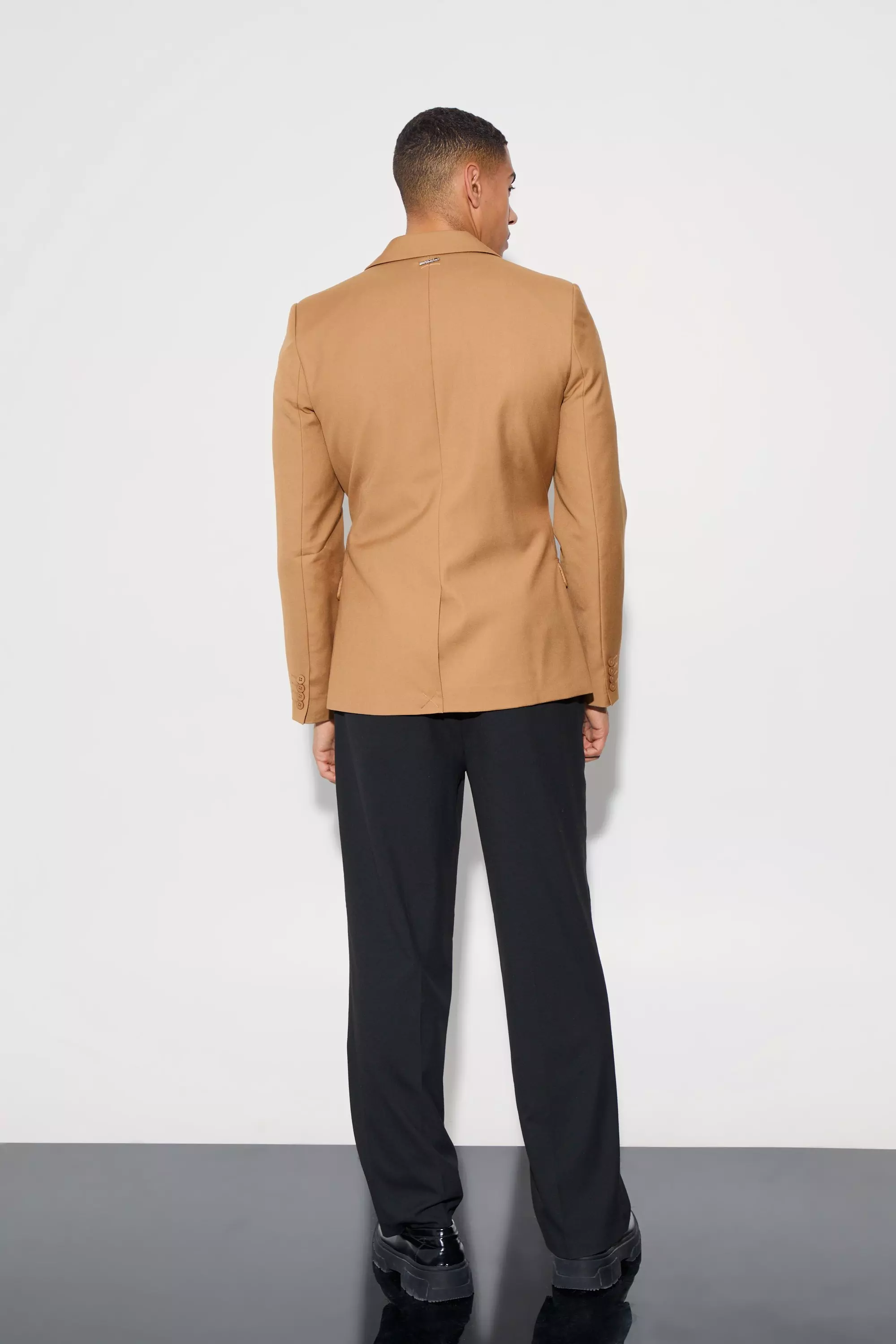 Camel Skinny Fit Single Breasted Wrap Belt Blazer alternative image