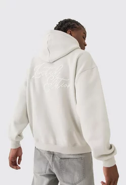 Oversized 3d Embroidered Limited Hoodie Light grey
