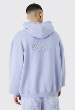 Lilac Purple Oversized 3d Embroidered Ofcl Man Hoodie