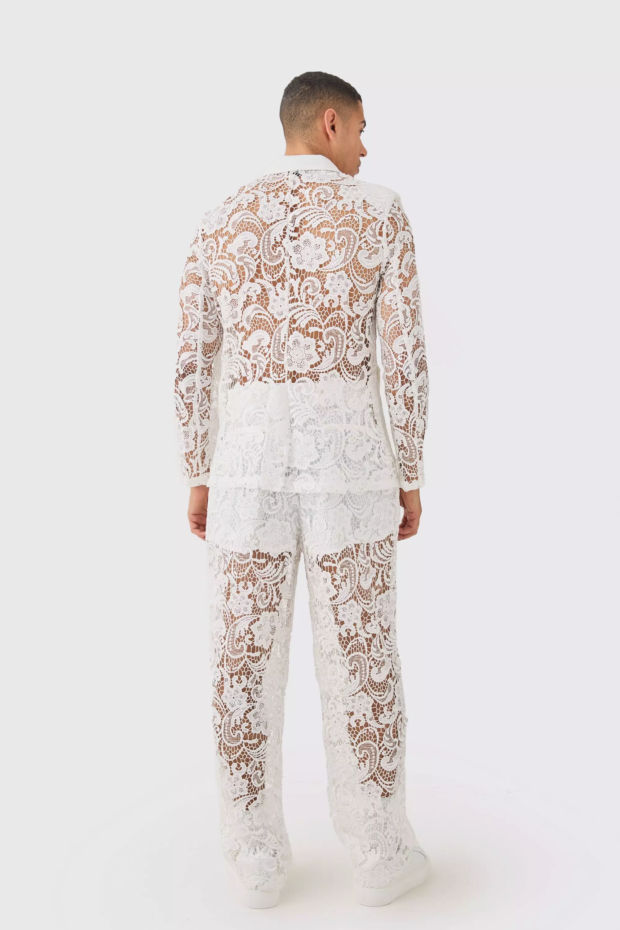 Blazer Rilassato A Doppiopetto In Pizzo, White immagine alternativa