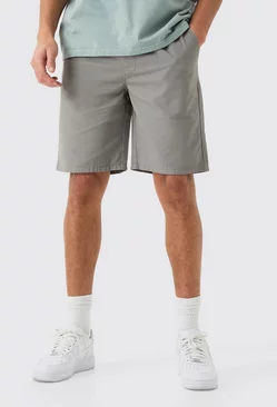 Grey Elastic Waist Grey Relaxed Fit Shorts