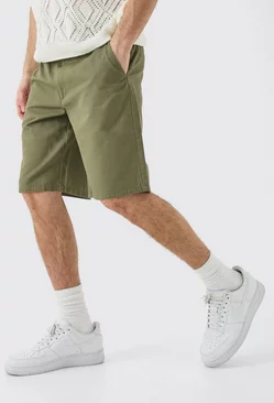 Khaki Fixed Waist Khaki Relaxed Fit Shorts