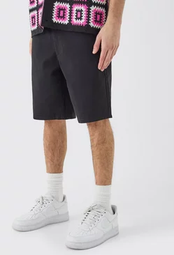 Black Fixed Waist Black Relaxed Fit Shorts