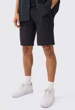 Black Fixed Waist Black Relaxed Fit Short Shorts
