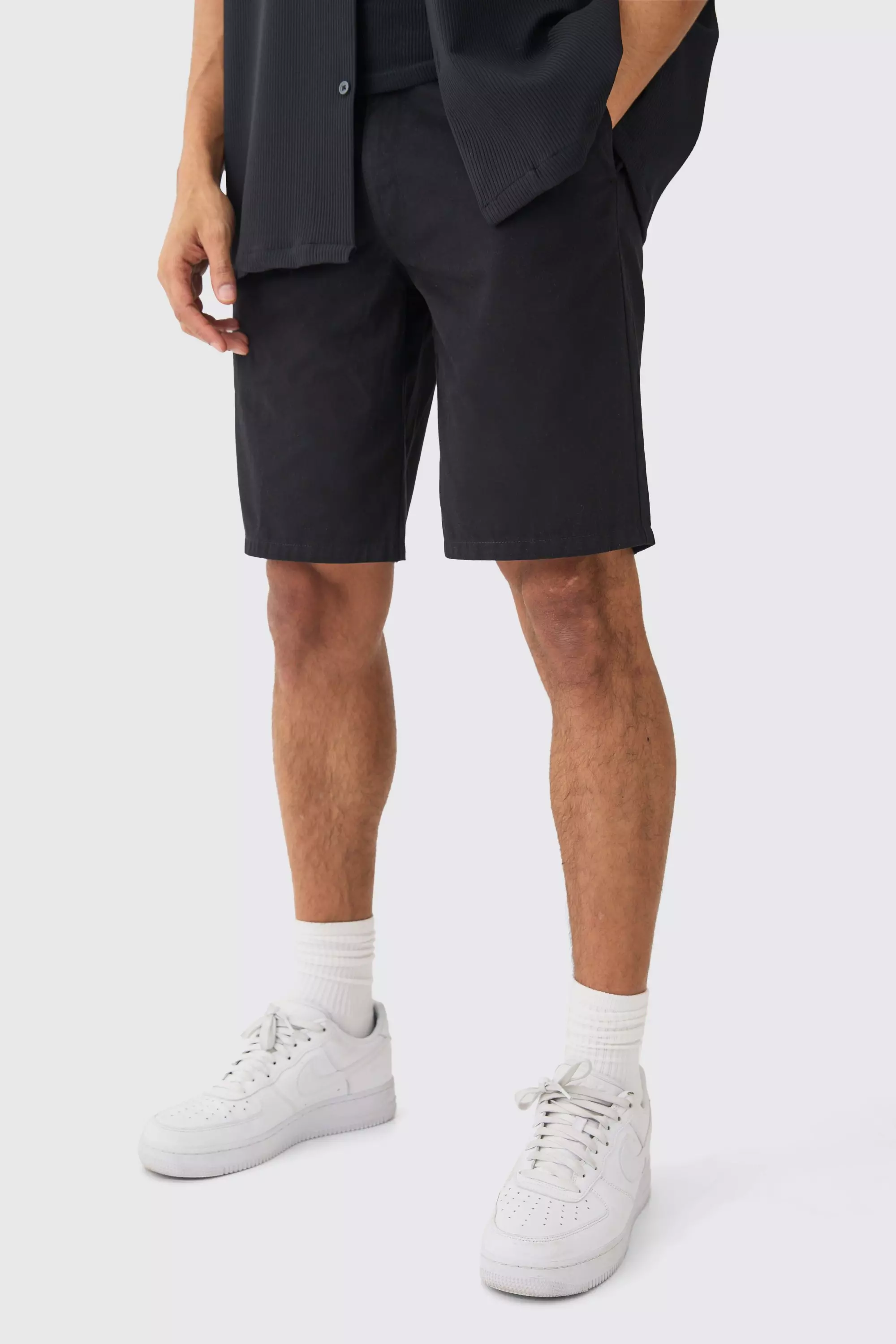 Fixed Waist Black Relaxed Fit Short Shorts Black
