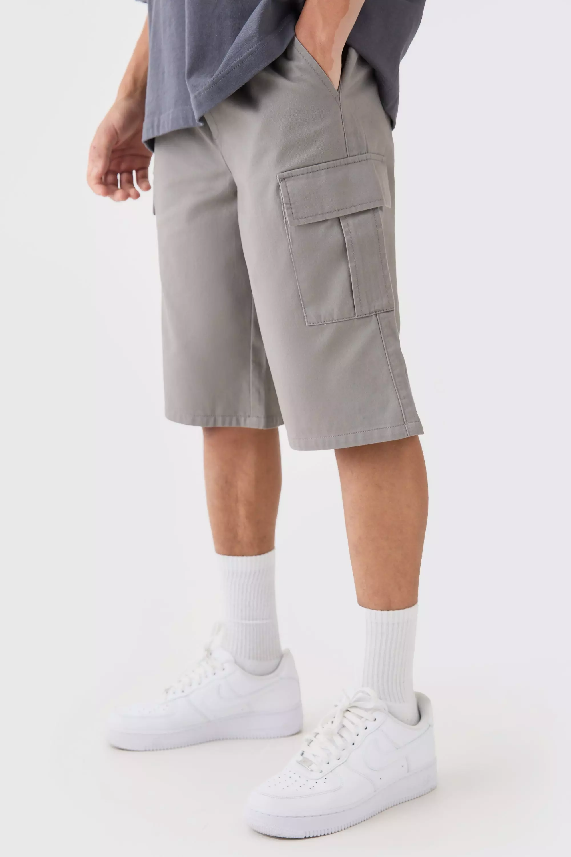 Short cargo large à taille élastiquée, Grey autre image
