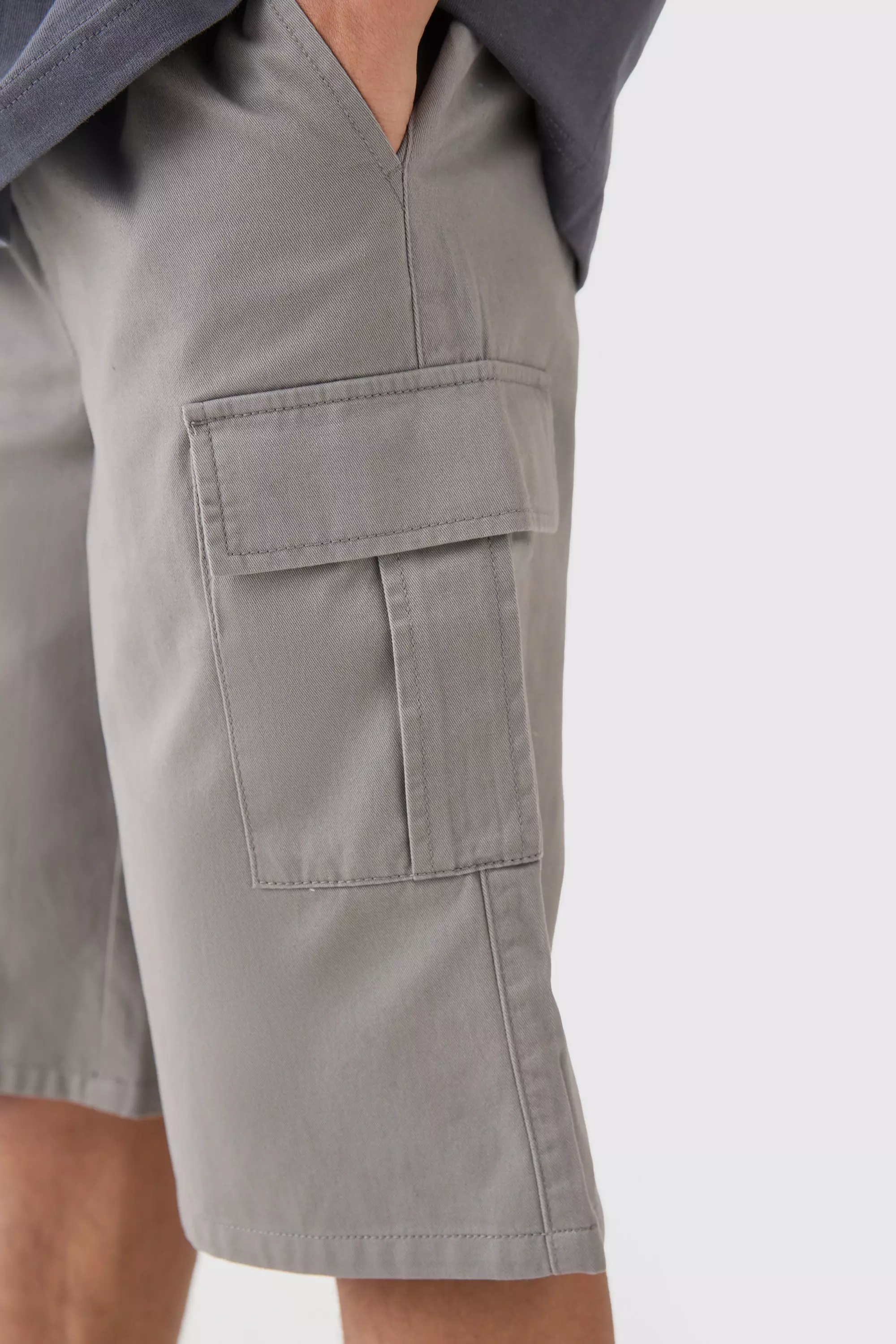 Short cargo large à taille élastiquée, Grey autre image