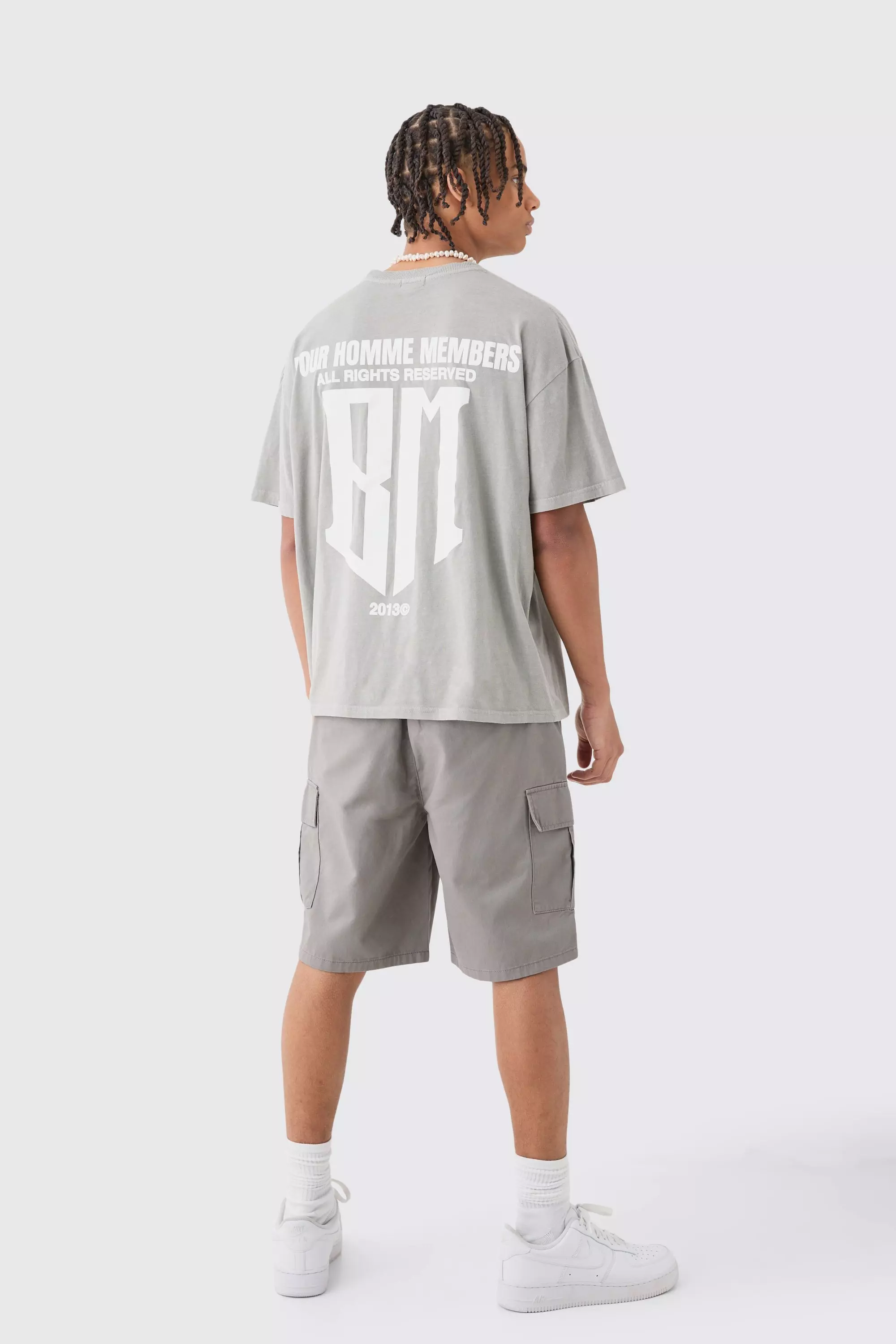 Short cargo large à taille élastiquée, Grey autre image
