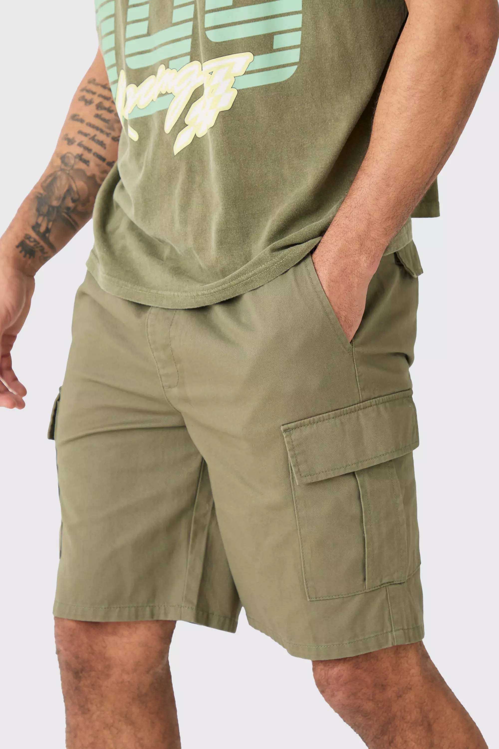 Boohooman cargo shorts on sale