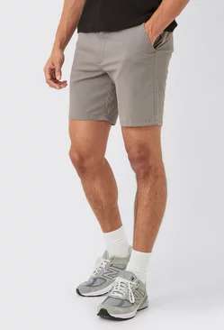 Grey Fixed Waist Grey Skinny Fit Chino Shorts