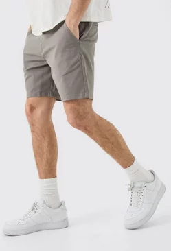 Fixed Waist Grey Slim Fit Chino Shorts Grey