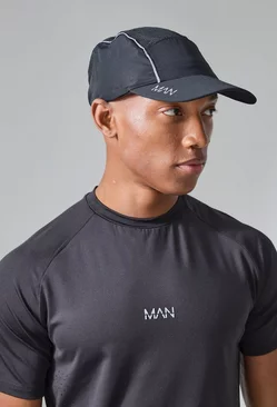 Man Active Mesh Reflective Piping Cap Black