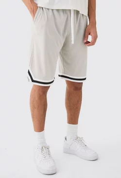 Grey Loose Fit Mesh Basketball Short