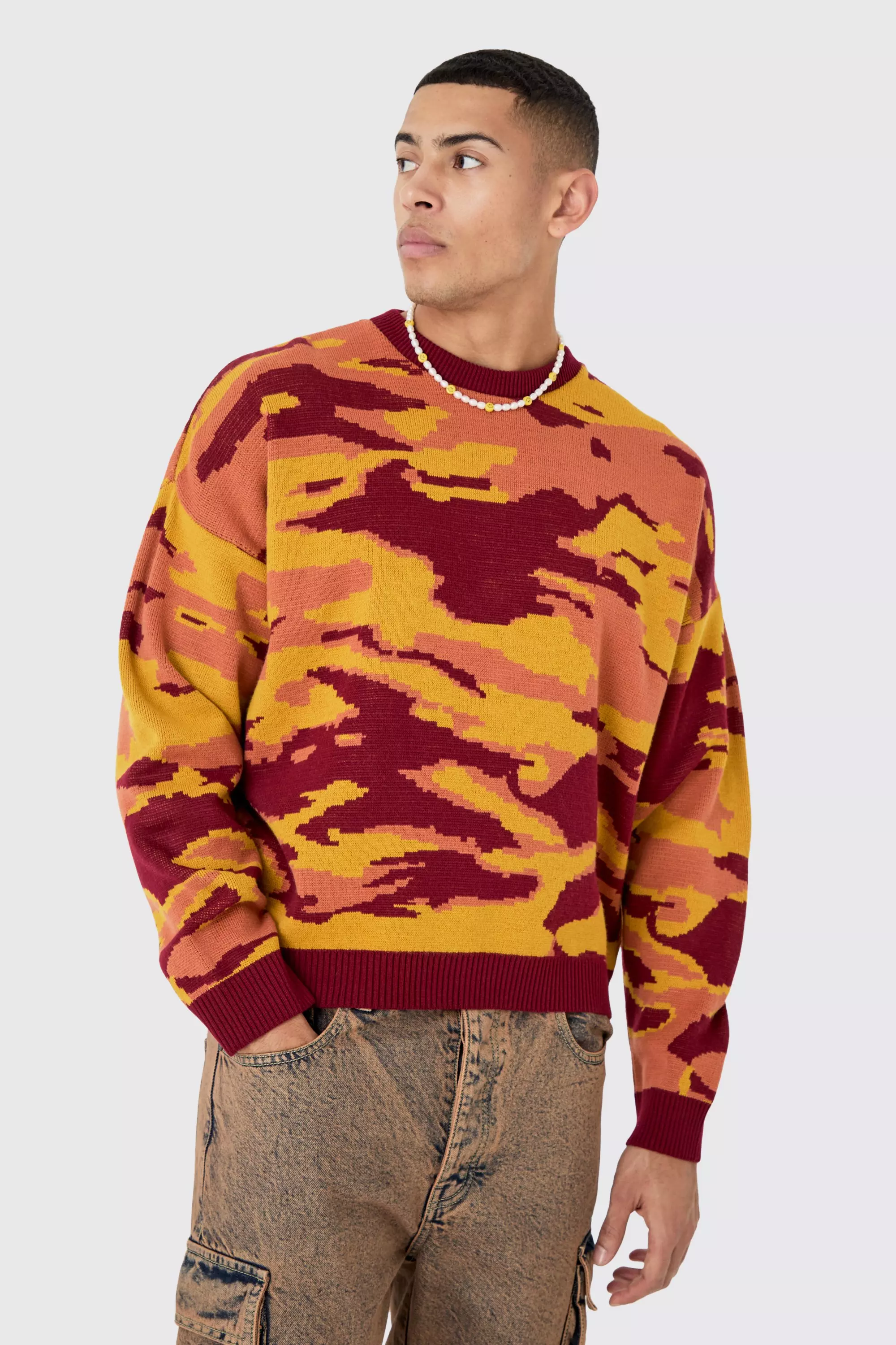 Pull oversize à imprimé abstrait, Red autre image