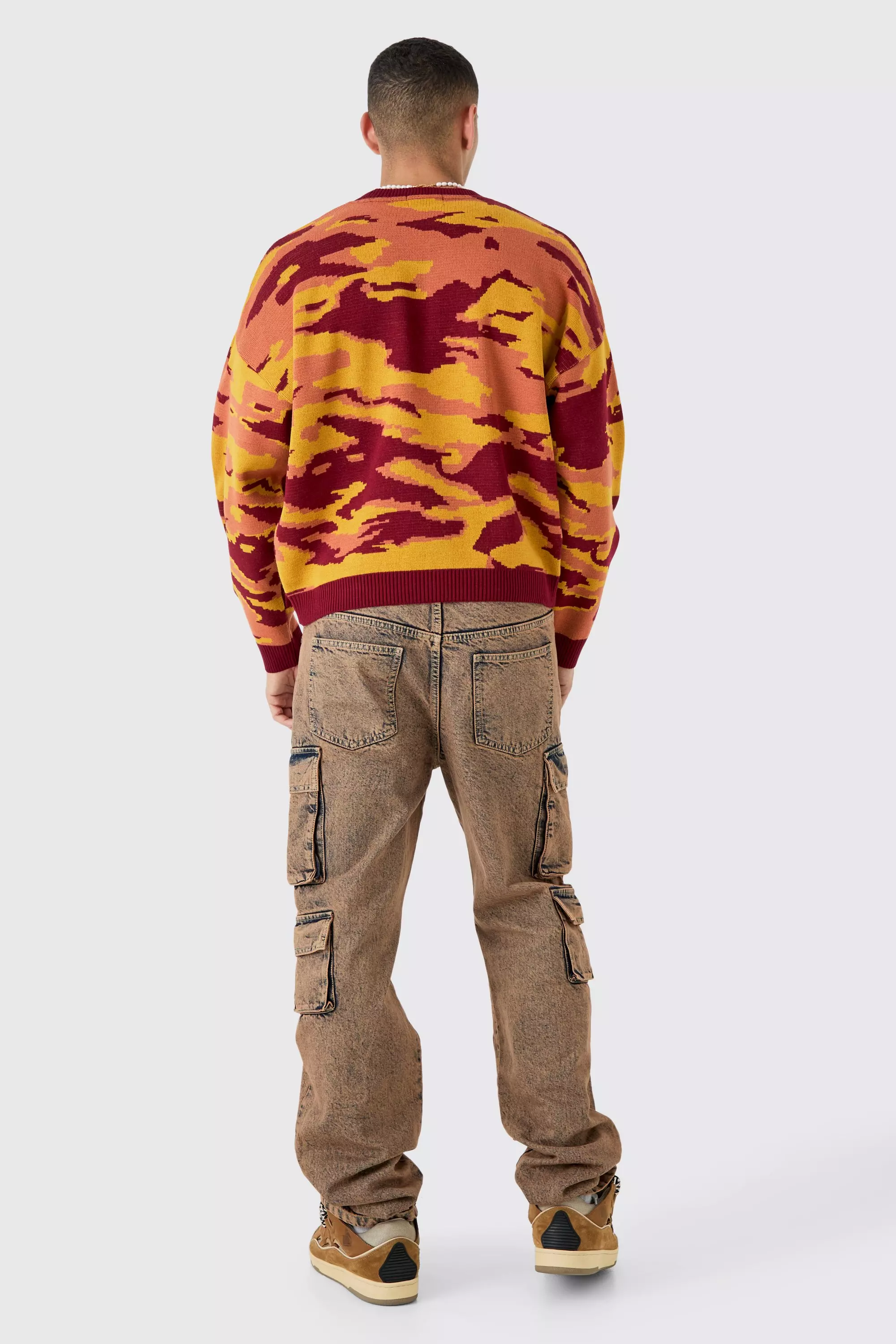 Red Oversized Boxy Drop Shoulder Abstract Jumper alternative image