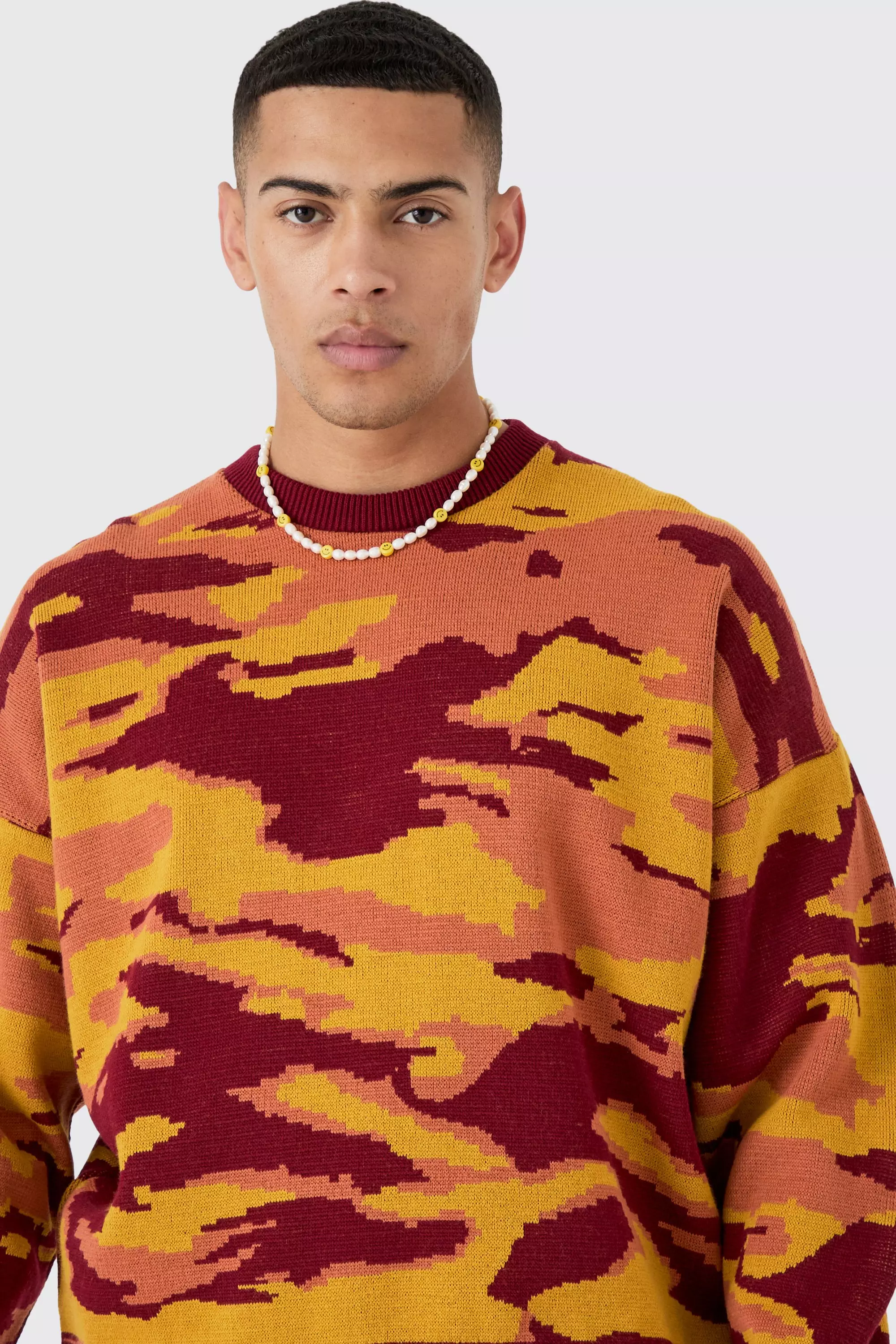 Red Oversized Boxy Drop Shoulder Abstract Jumper alternative image