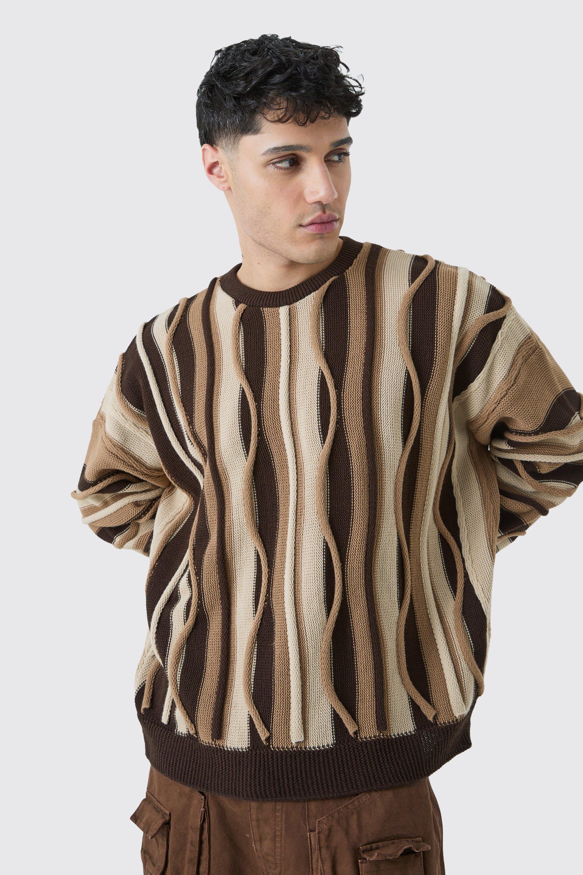 Oversized 3d Jacquard Knitted Jumper | boohooMAN USA